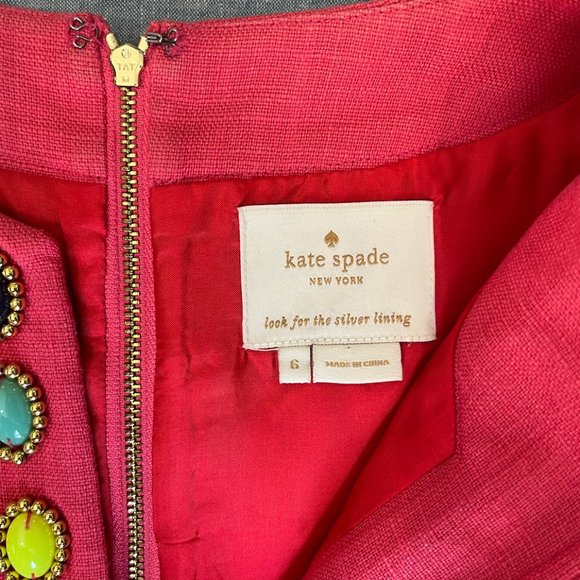 Kate Spade Pink Linen Cabochon Embellished Dress - Picture 5 of 13
